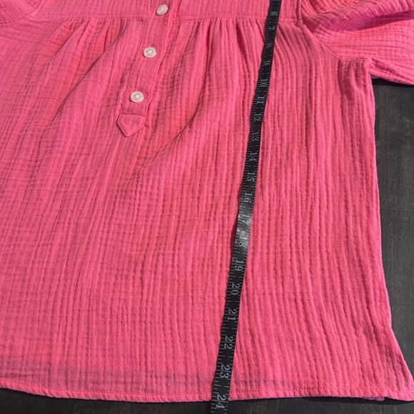 J. Crew Pink 1/2 Button Gauzy Cotton Pop Over Blouse Size Medium - Picture 7 of 7